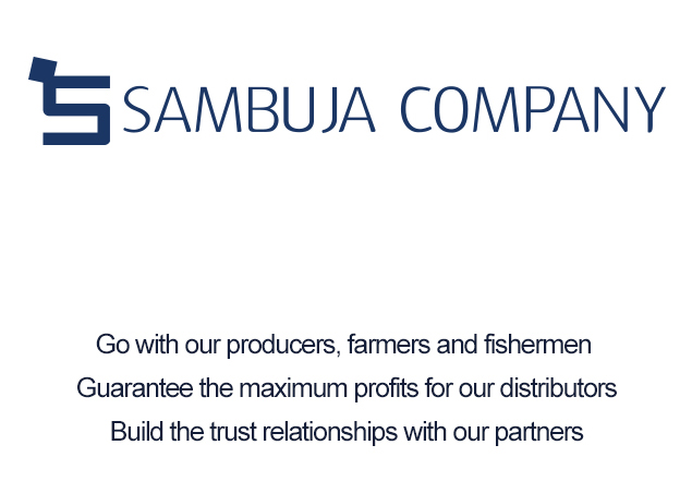 SAMBUJA COMPANY Go with our producers, farmers and fishermen Guarantee the maximum profits for our distributors Build the trust relationships with our partners 